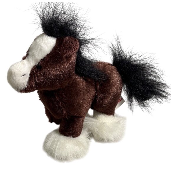 Ganz Lil Kinz Clydesdale Plush Brown & White Pony Black Mane & Tail 7.5" Tall - Picture 1 of 12